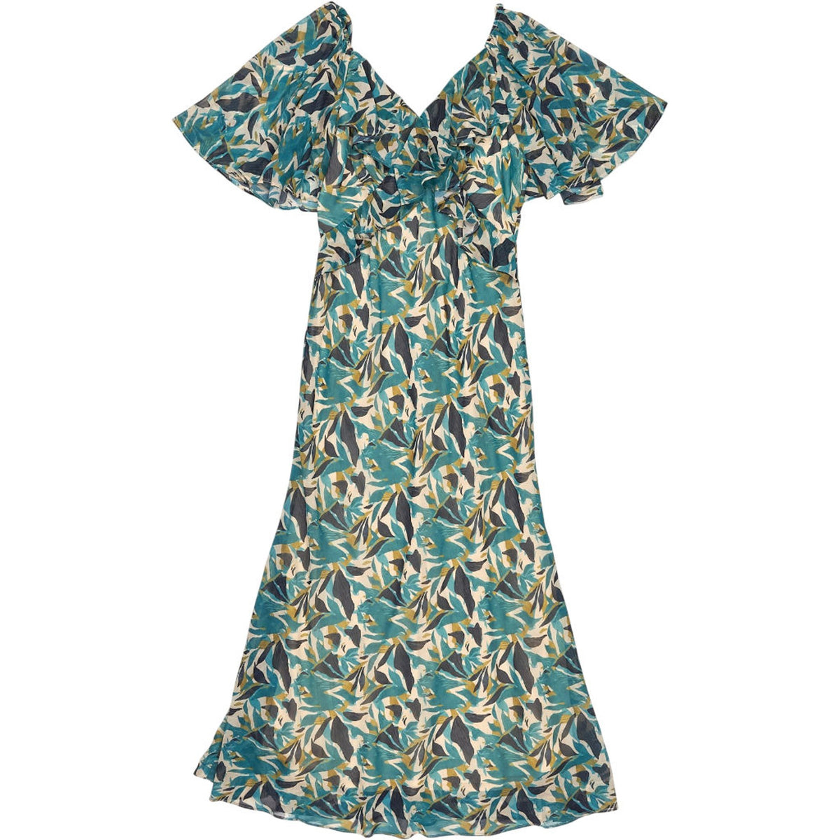 Vivere Green Floral Midi Dress