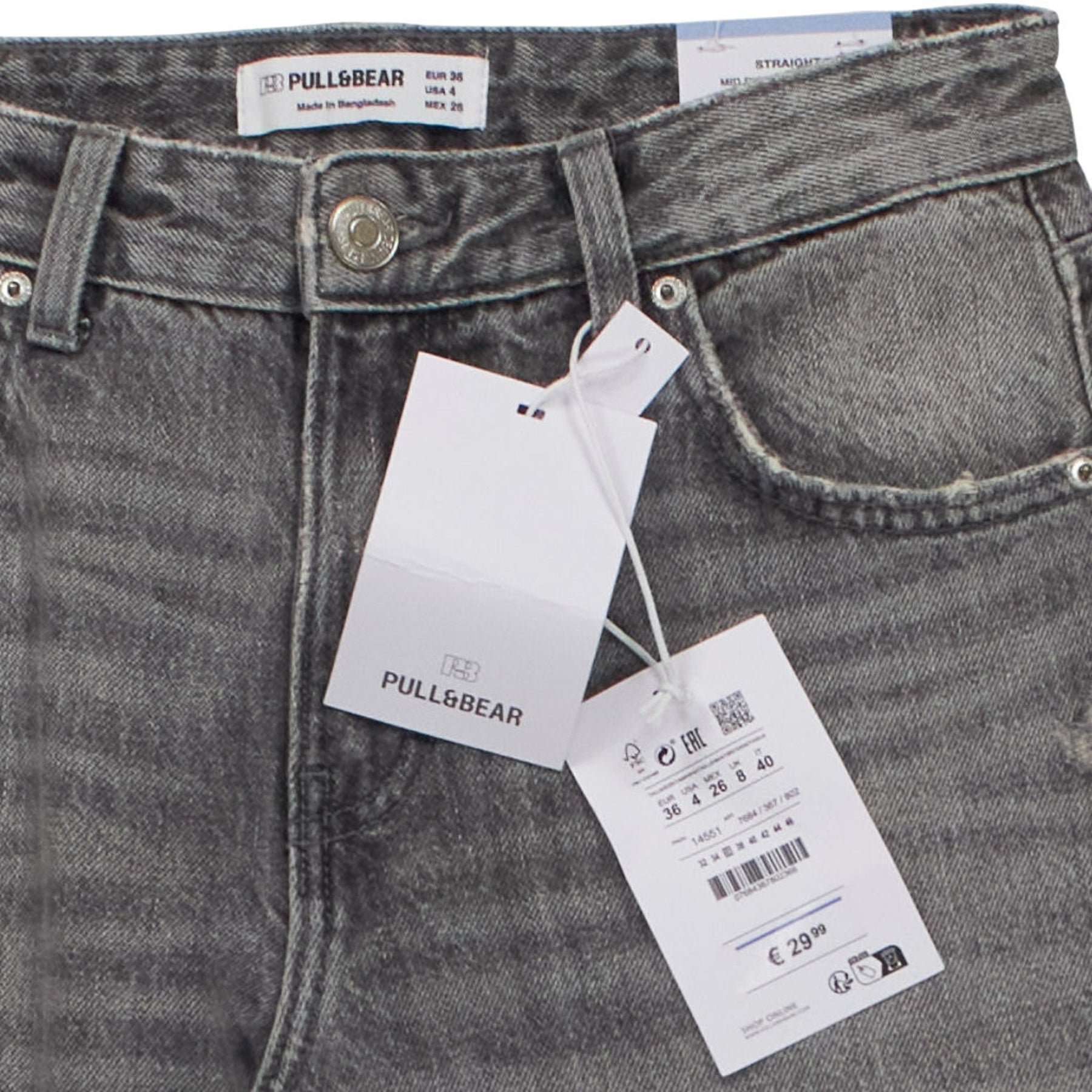 Pull&Bear Grey Straight Leg Jeans