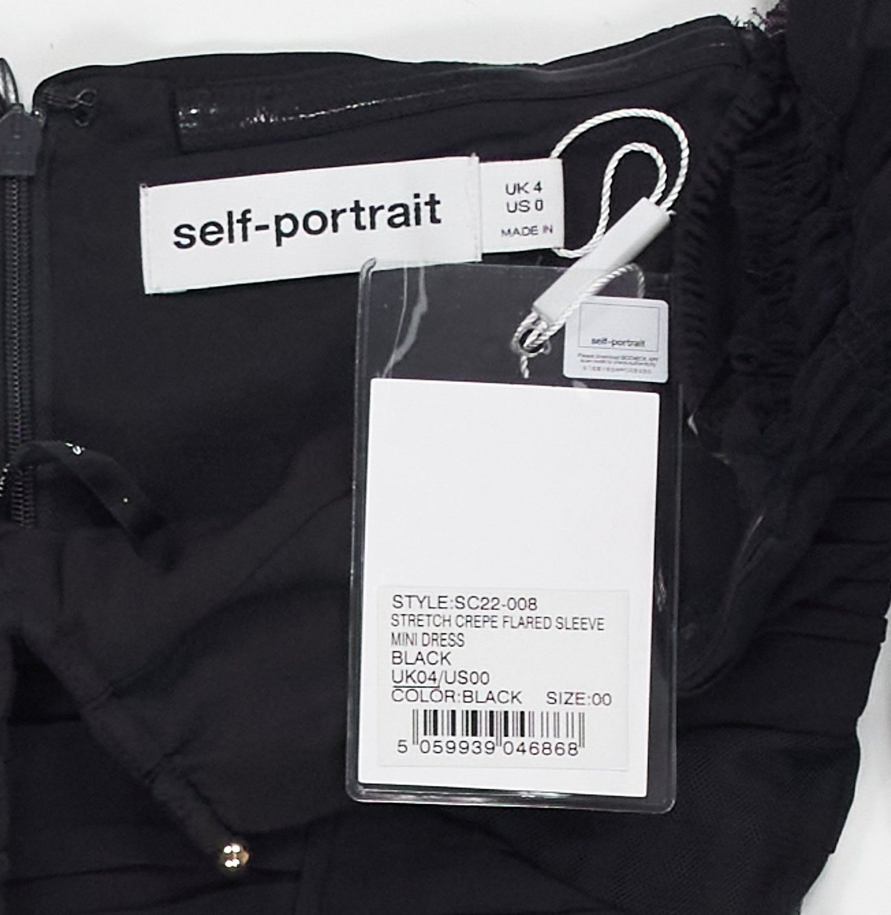 Self-Portrait Black Stretch Crepe Mini Dress