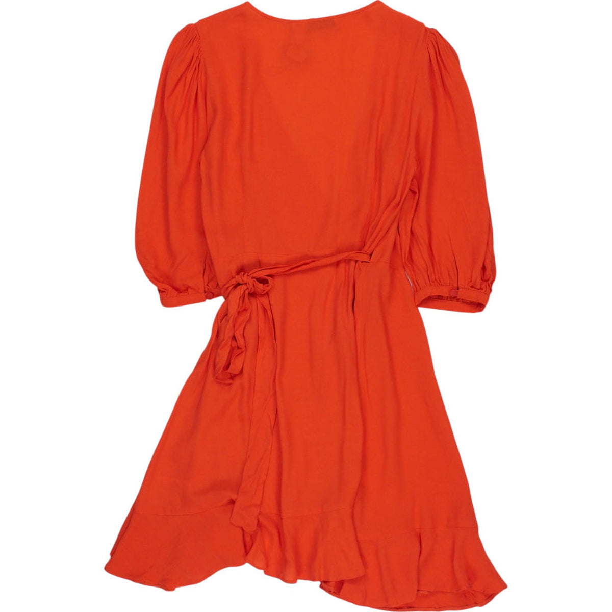 OMNES Orange Wrap V-Neck Dress