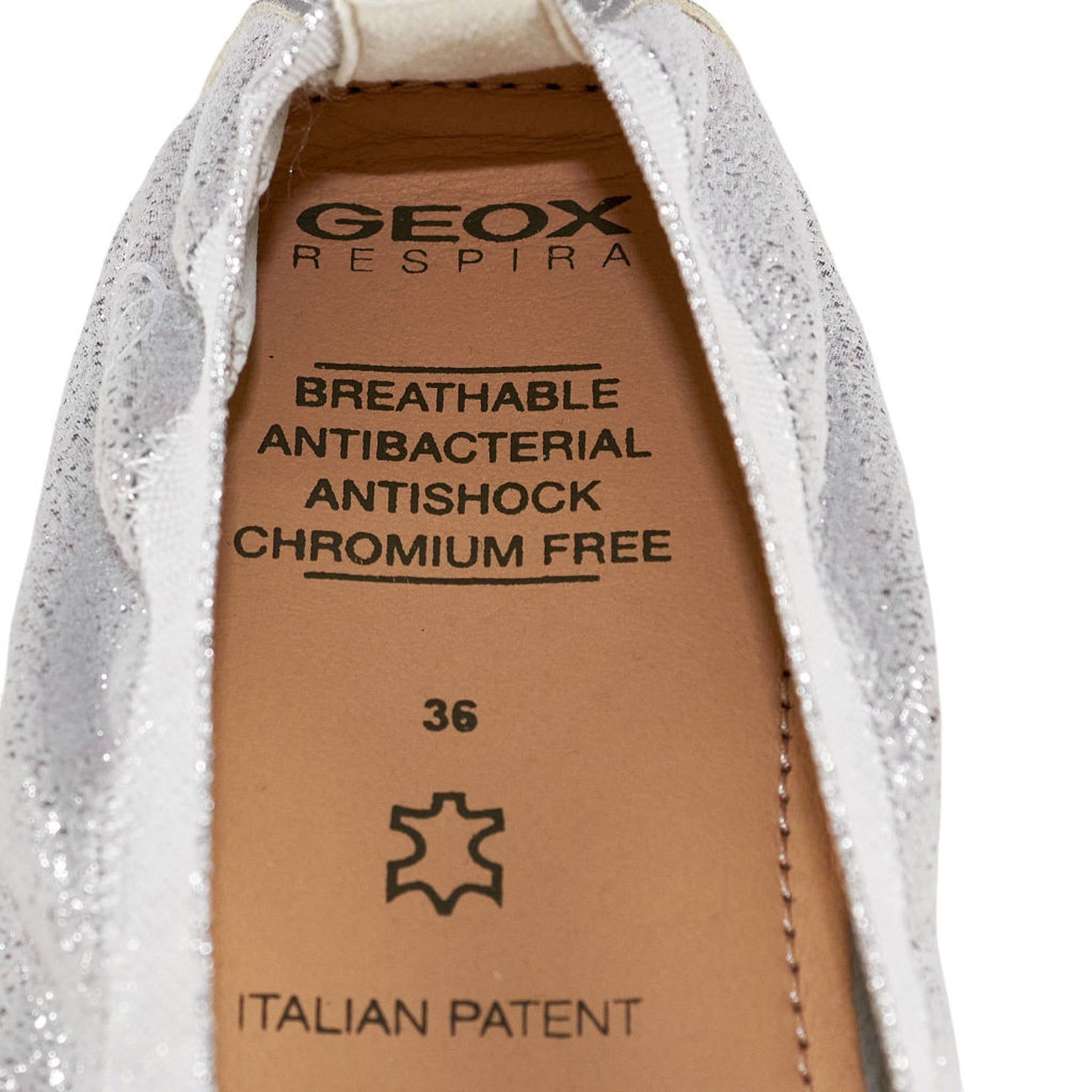 Geox Silver J Piuma Ball Ballet Flats