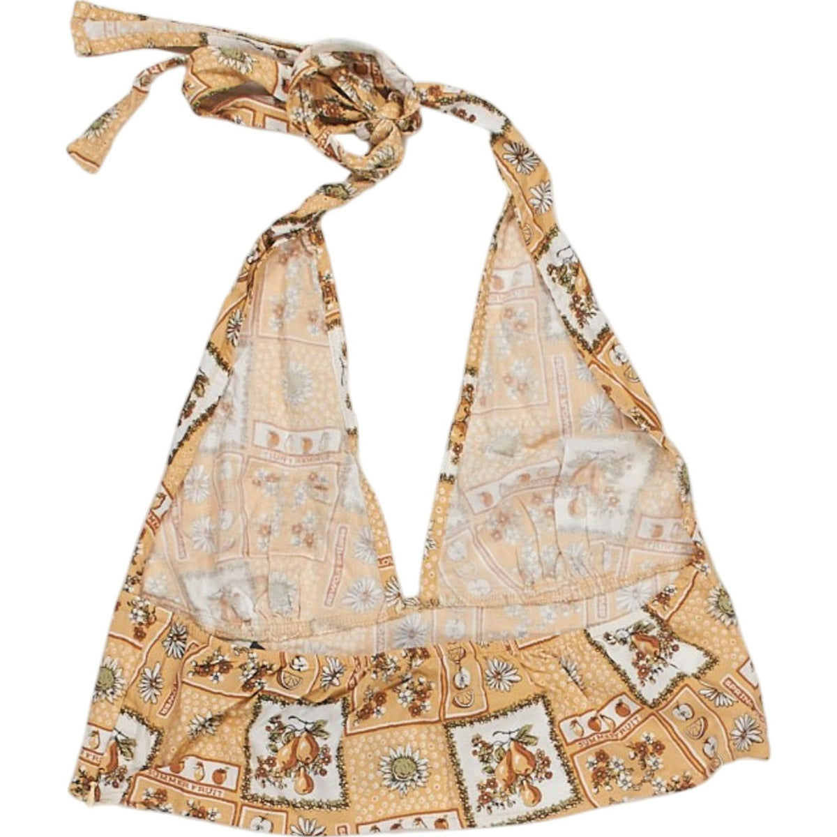 Motel Beige Patterned Halter Top