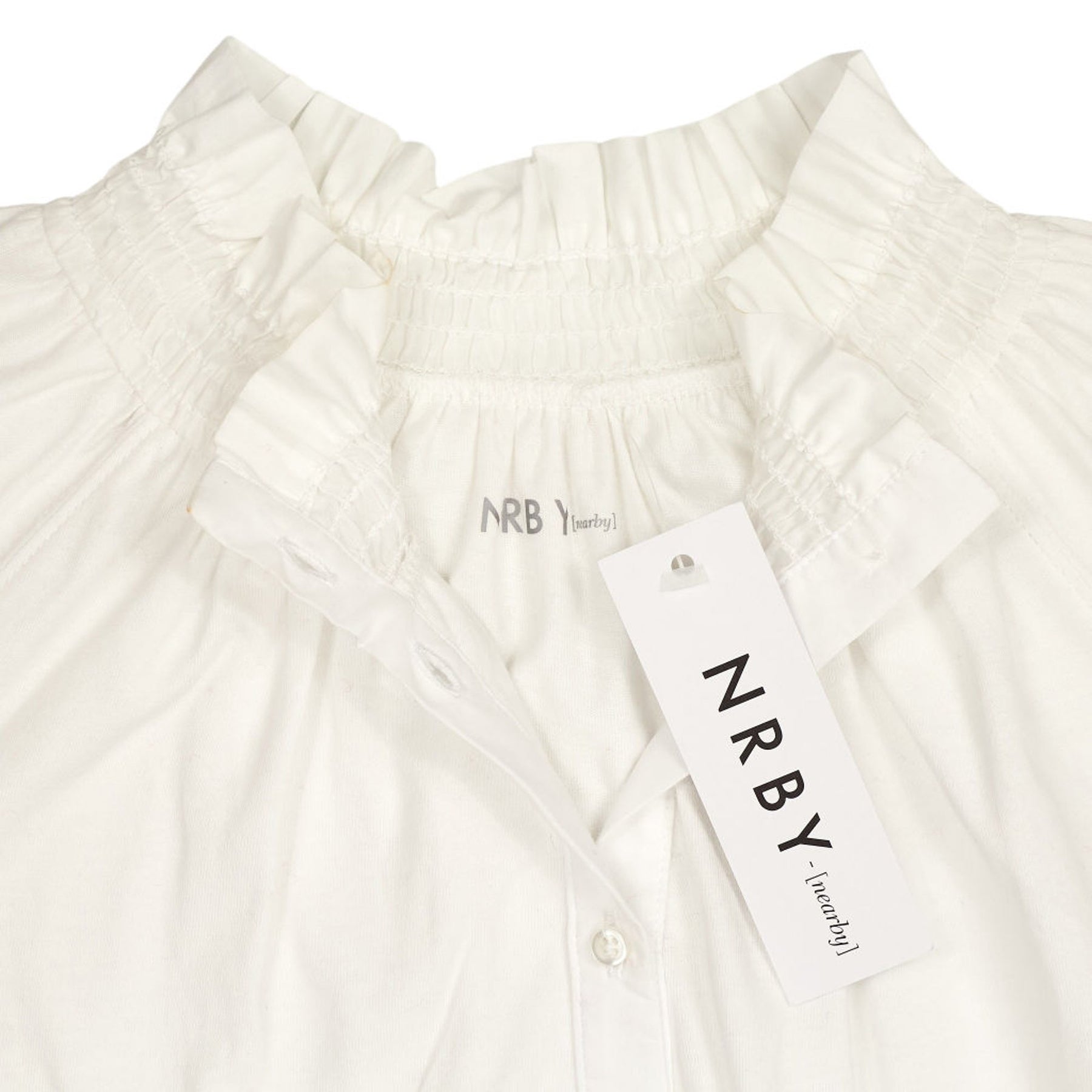 NRBY White Cotton Ruffle Blouse XS