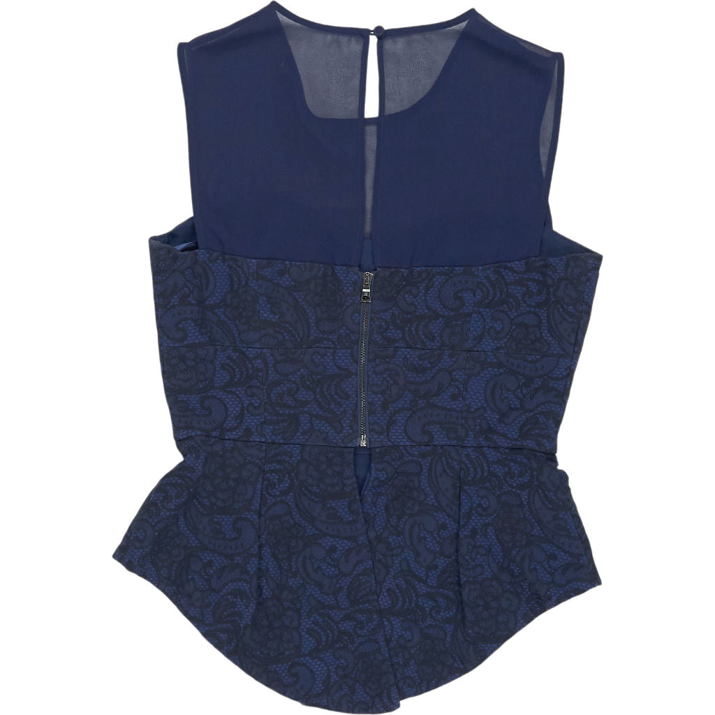 BCBG Max Azria Navy Sleeveless Peplum Top