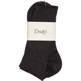 Drake's Dark Grey Merino Wool Calf Socks