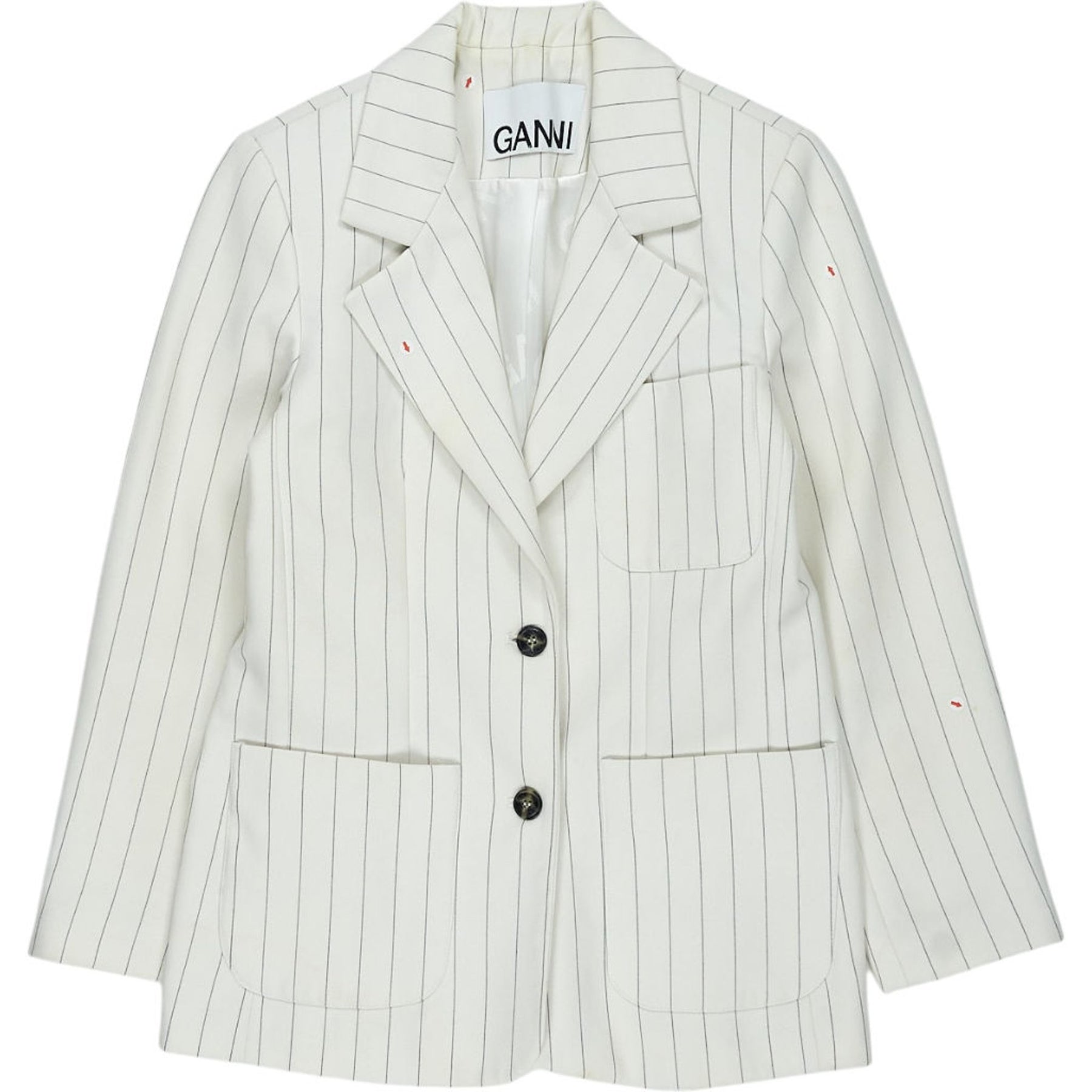 Ganni Cream Pinstripe Blazer E