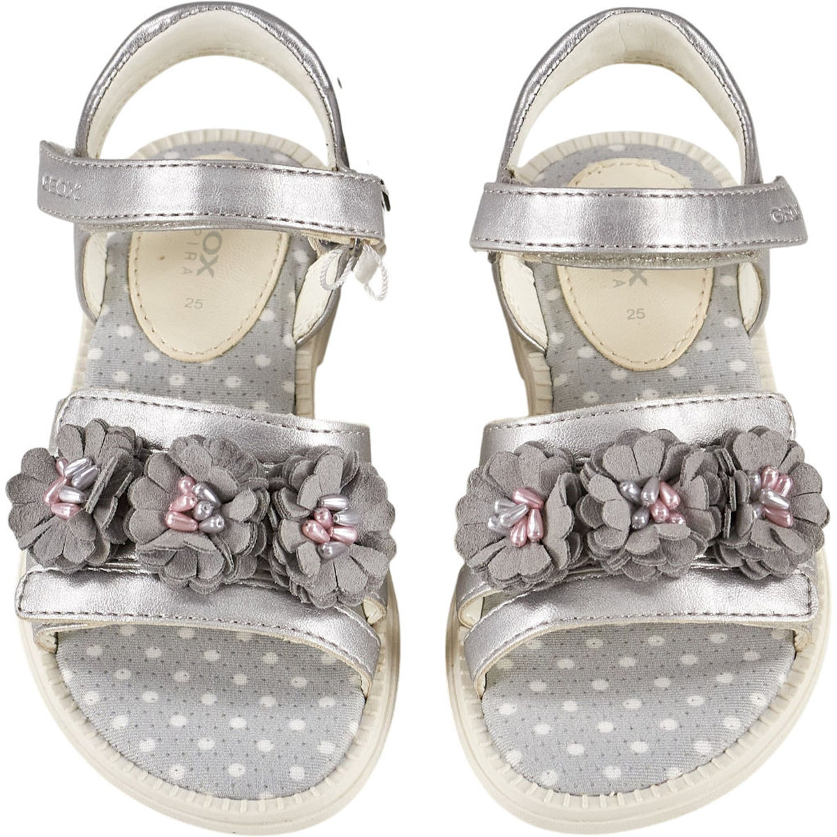 Geox Silver J.Karly Sandals Floral Accents