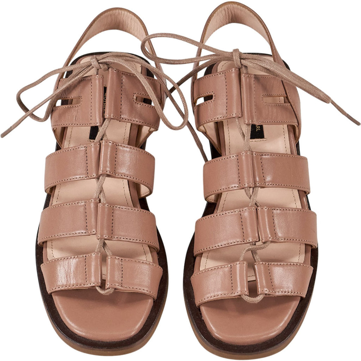 Mother of Pearl Tan Leather Sandals