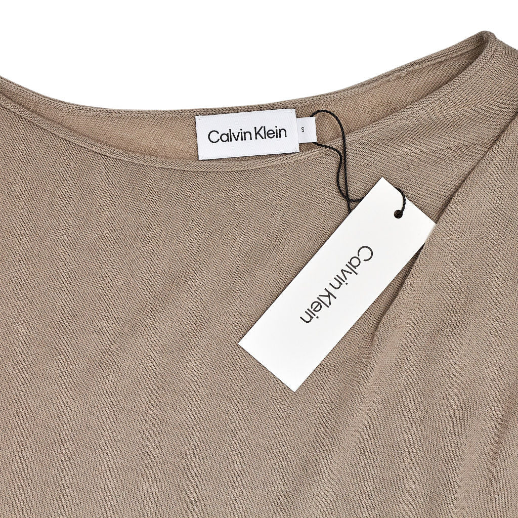Calvin Klein Neutral Taupe Gathered Dress