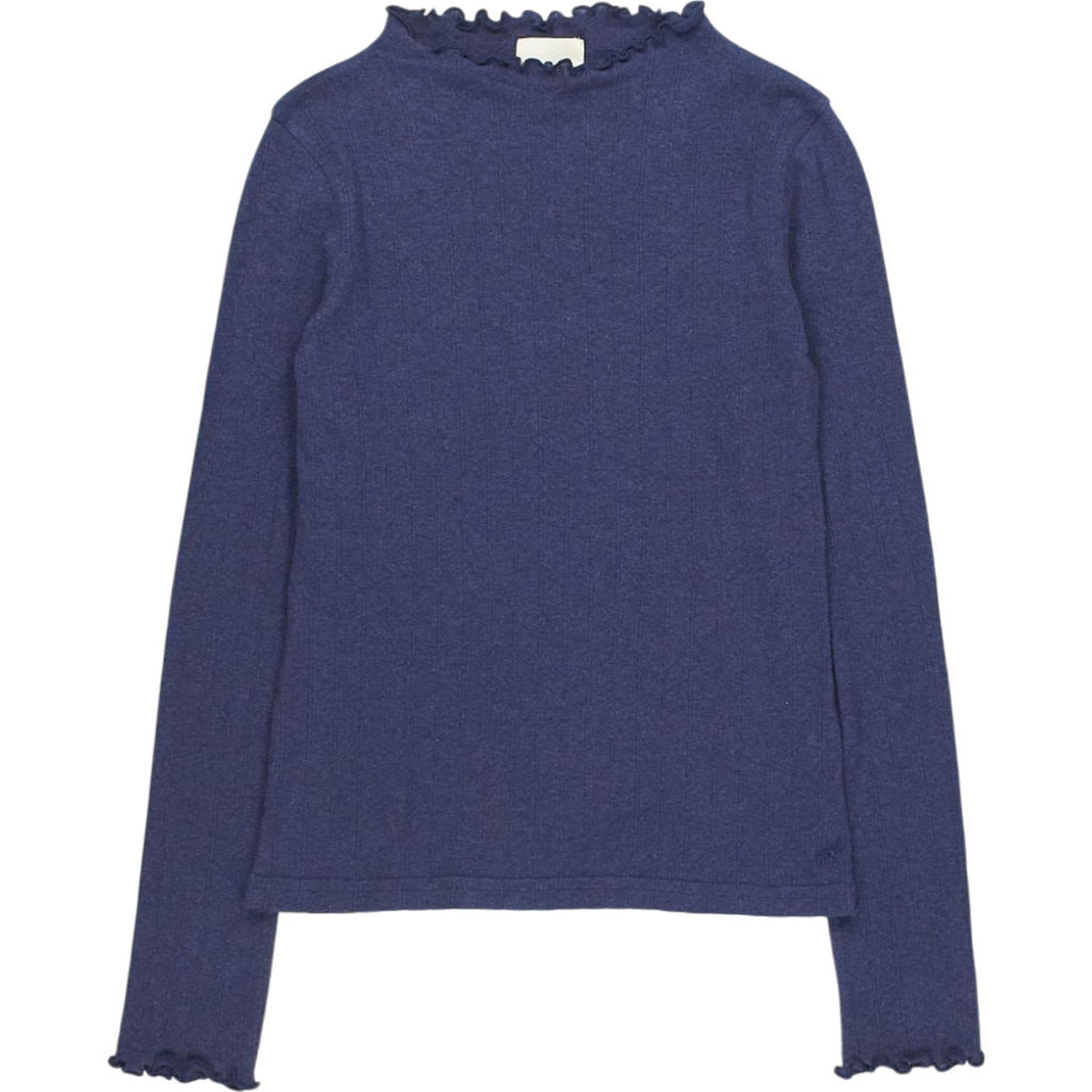 Beaufort & Blake Navy Ruffle Neck Top