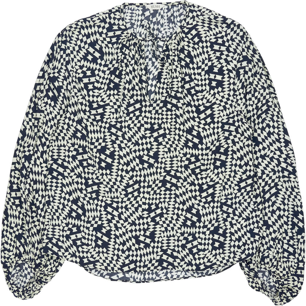 Hush Black Cream Geometric Blouse