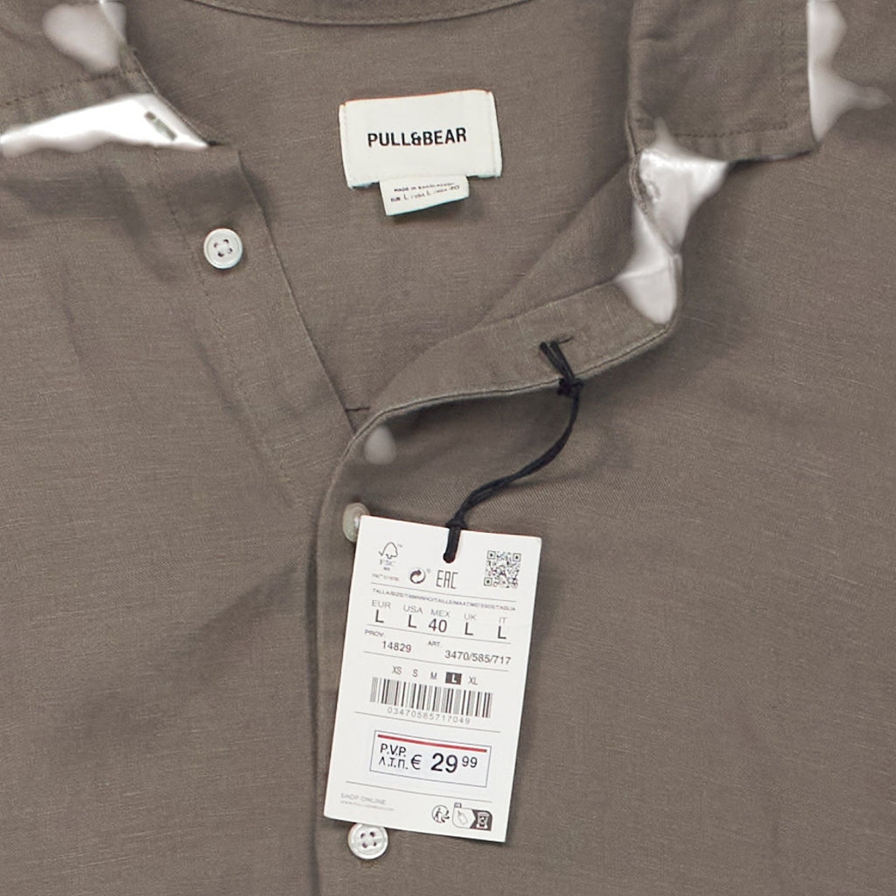Pull&Bear Taupe Linen Shirt