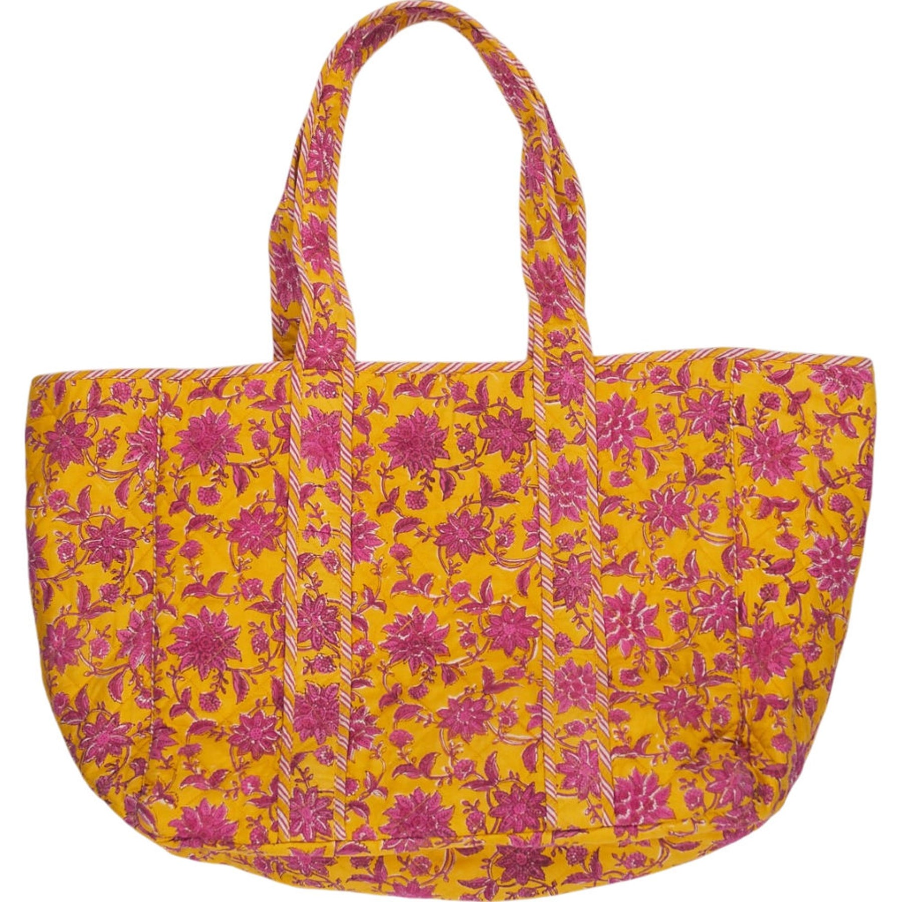 Pink City Prints Floral Yellow Pink Tote Bag