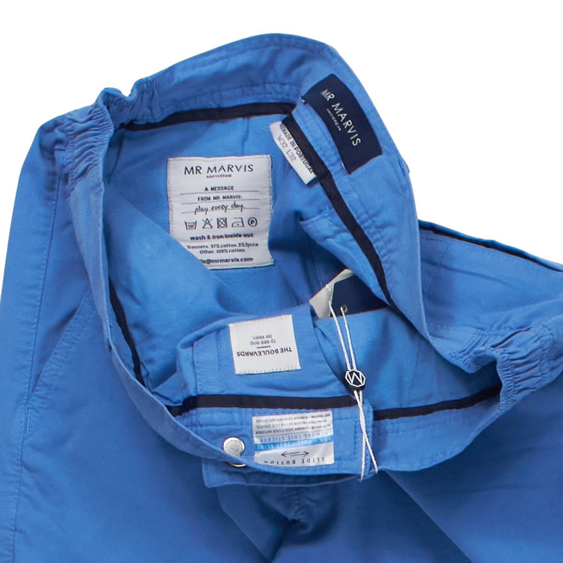 Mr Marvis Blue Chino Trousers W32 L32