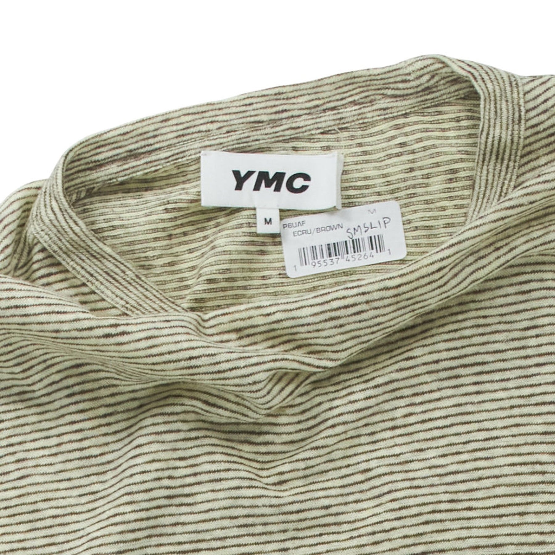 YMC Ecru Brown Stripe T-Shirt