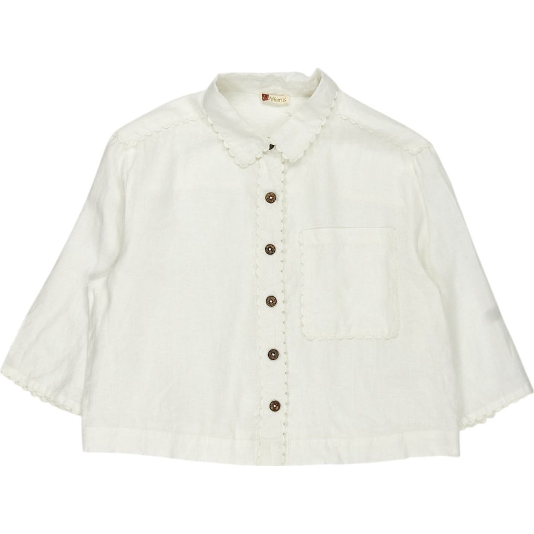 WYSE White Scalloped Button Blouse