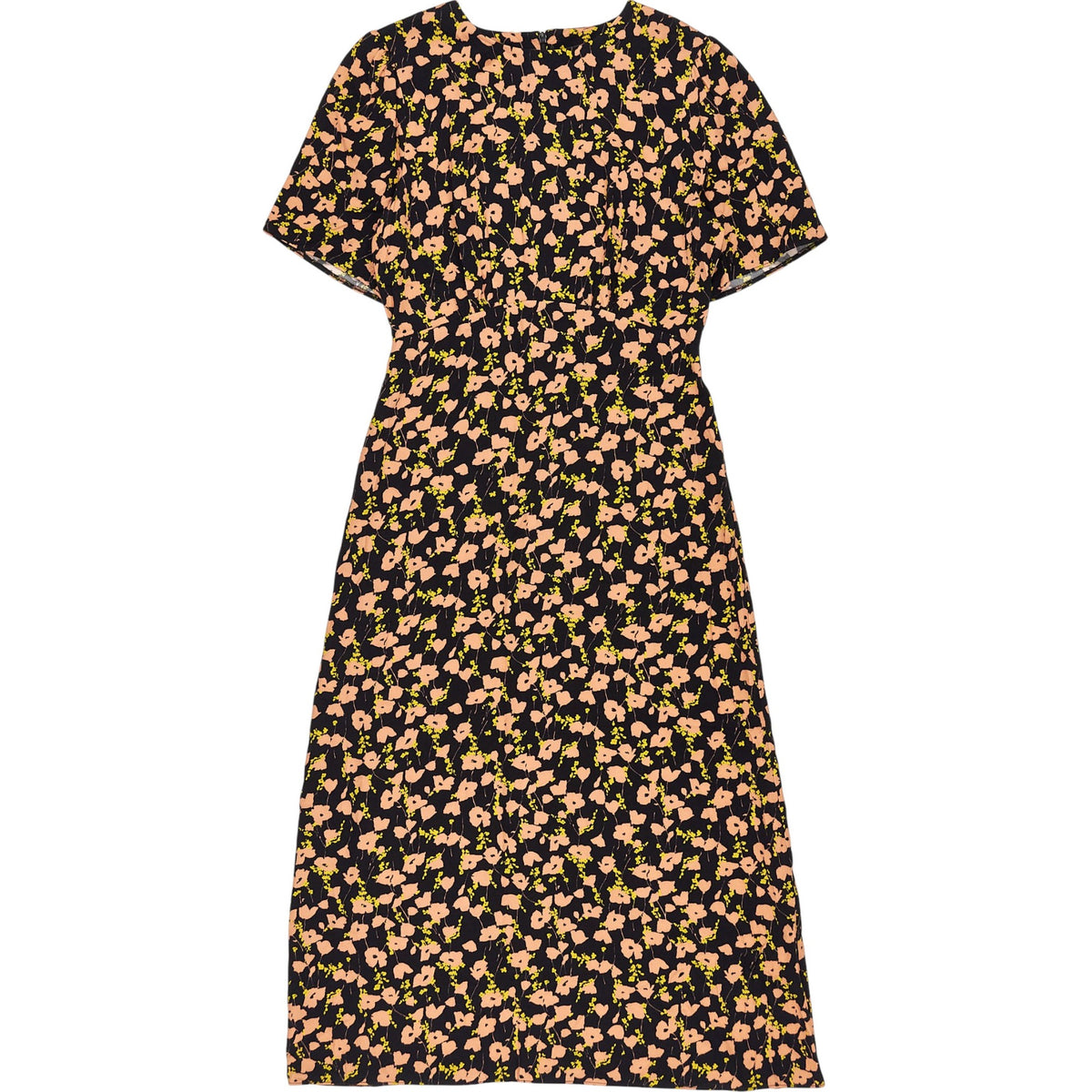 OMNES Black Pink Floral Midi Dress