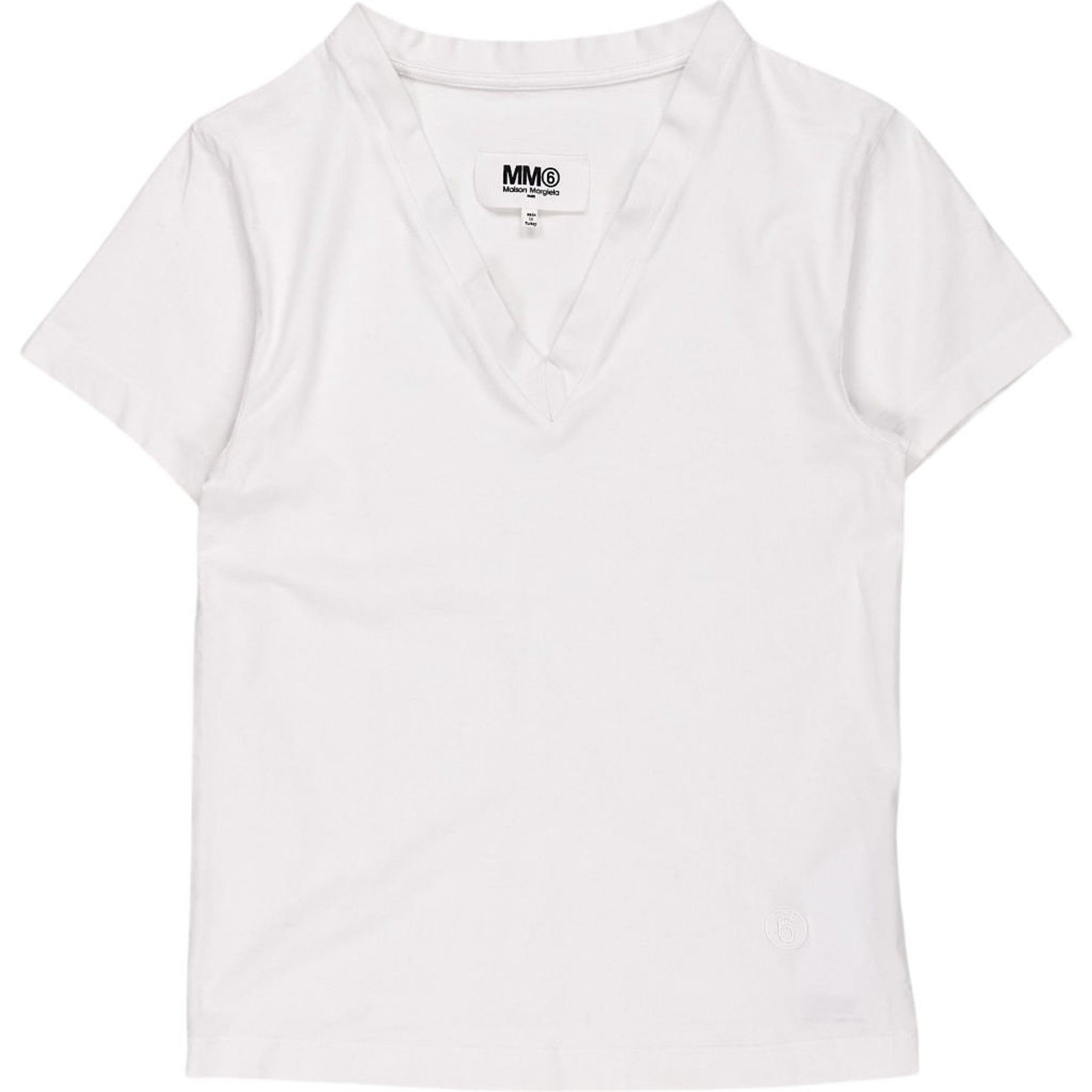MM6 Maison Margiela White V-Neck T-Shirt