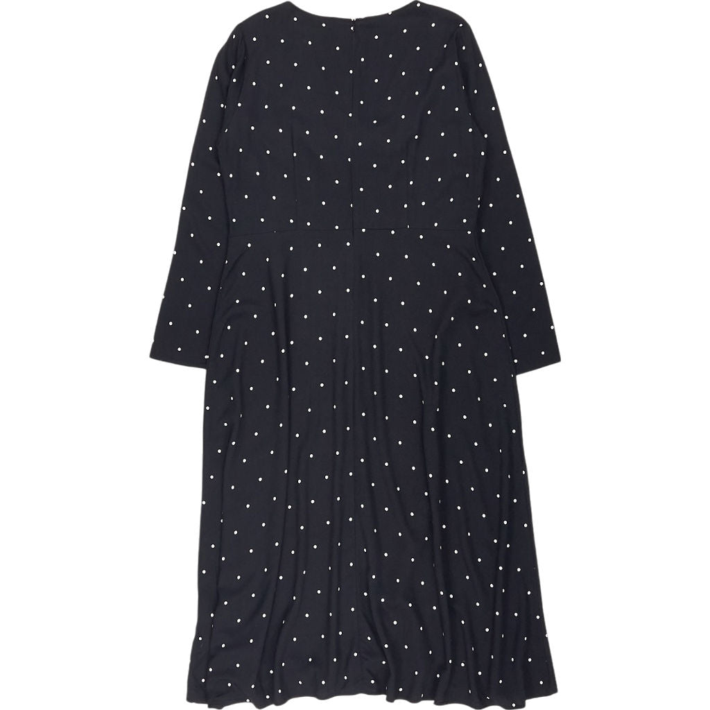OMNES Black Polka Dot Midi Dress