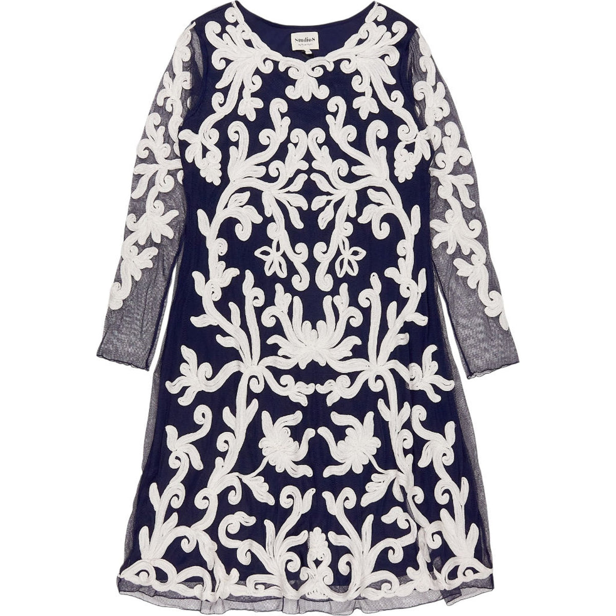 Studio 8 Navy Ivory Aimee Tapework Dress