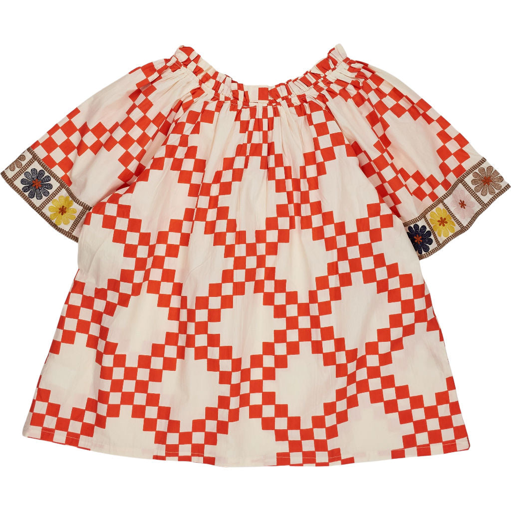 Bonté Poppy Red Clove Top Check Pattern