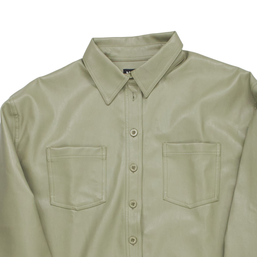 Motel Green Faux Leather Shirt