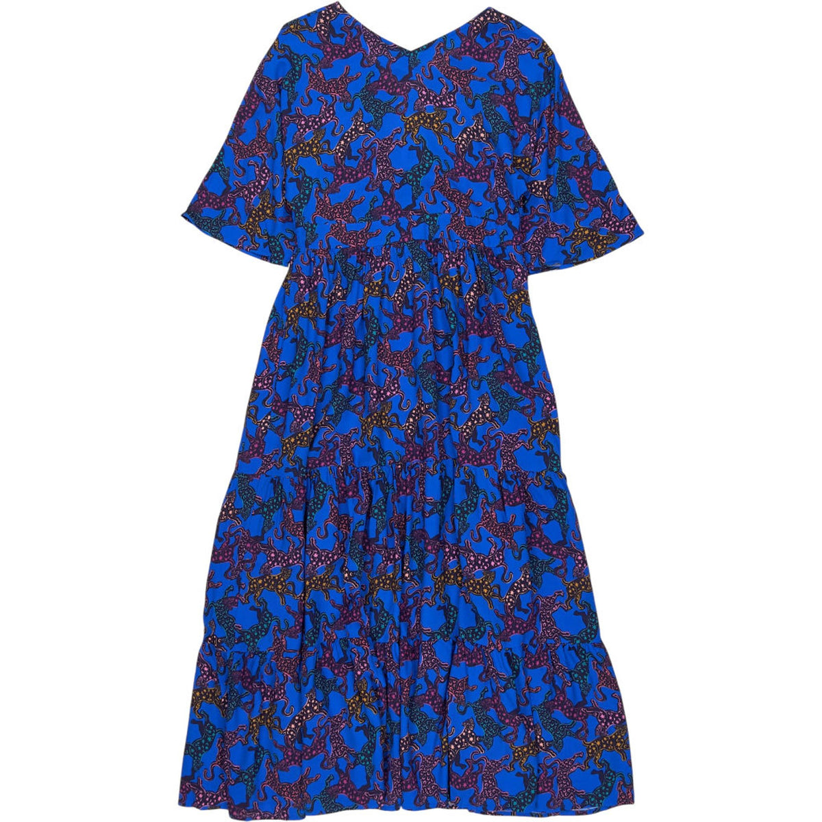 Strong Girls Club Blue Leopards Dancing Print Dress