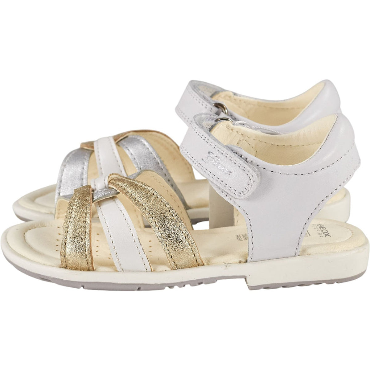 Geox White Gold Verred Sandals