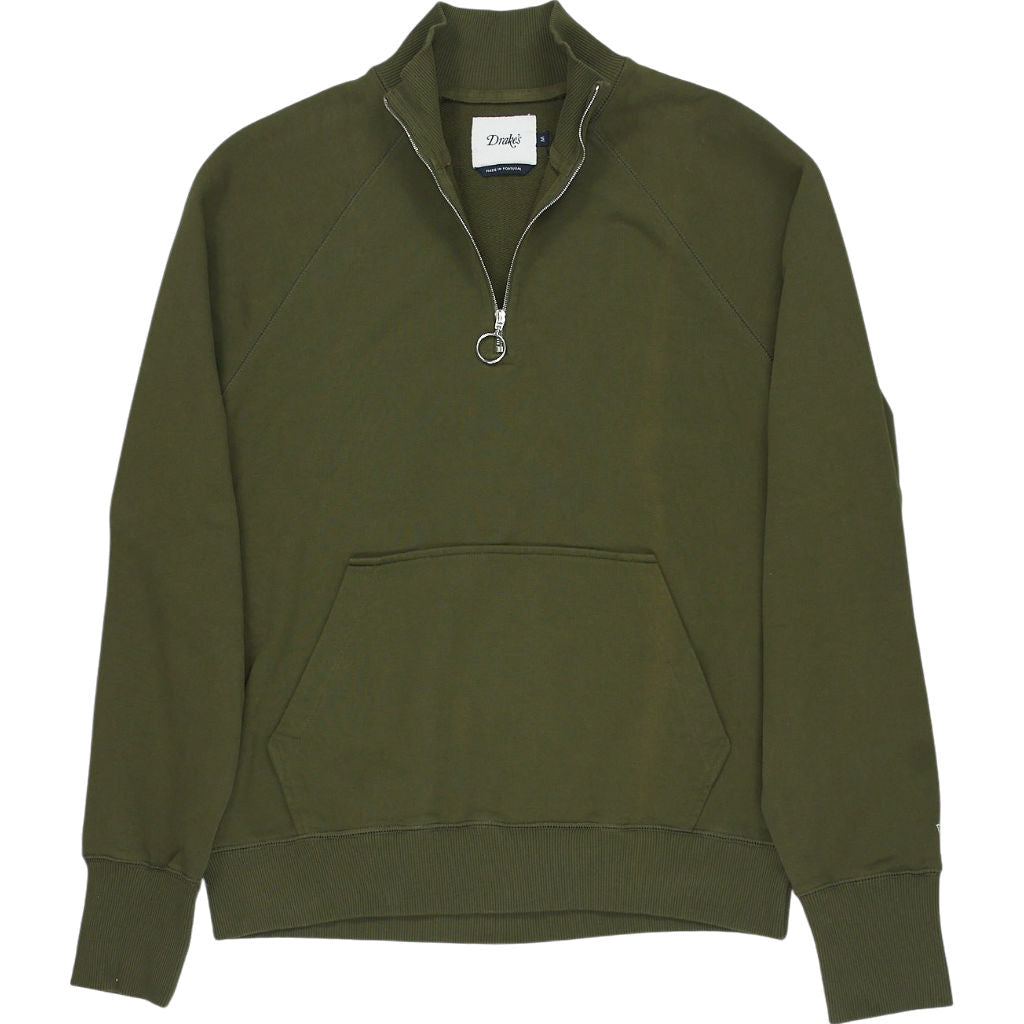 Drake’s Green Cotton Half-Zip Sweatshirt M
