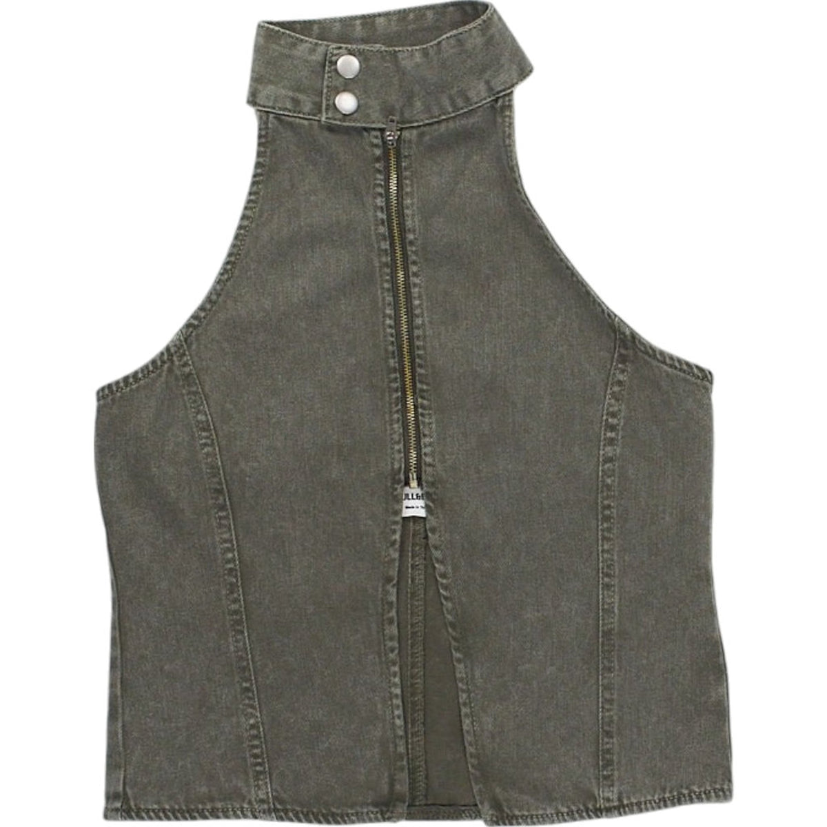Pull & Bear Green Denim Sleeveless Top