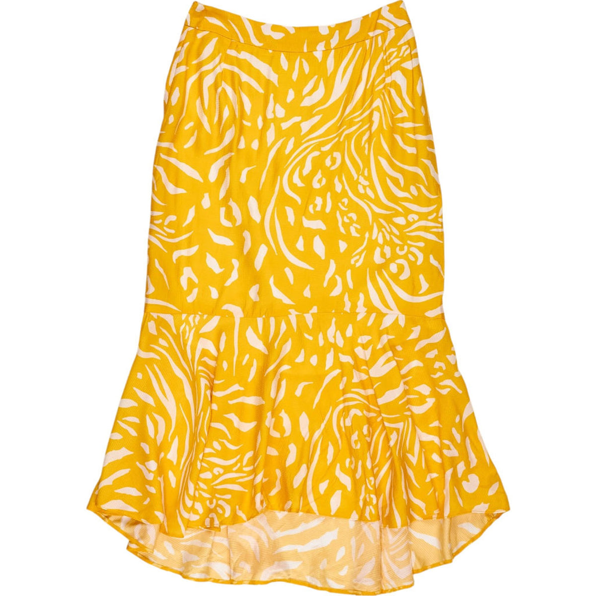 OMNES Yellow Patterned Midi Skirt