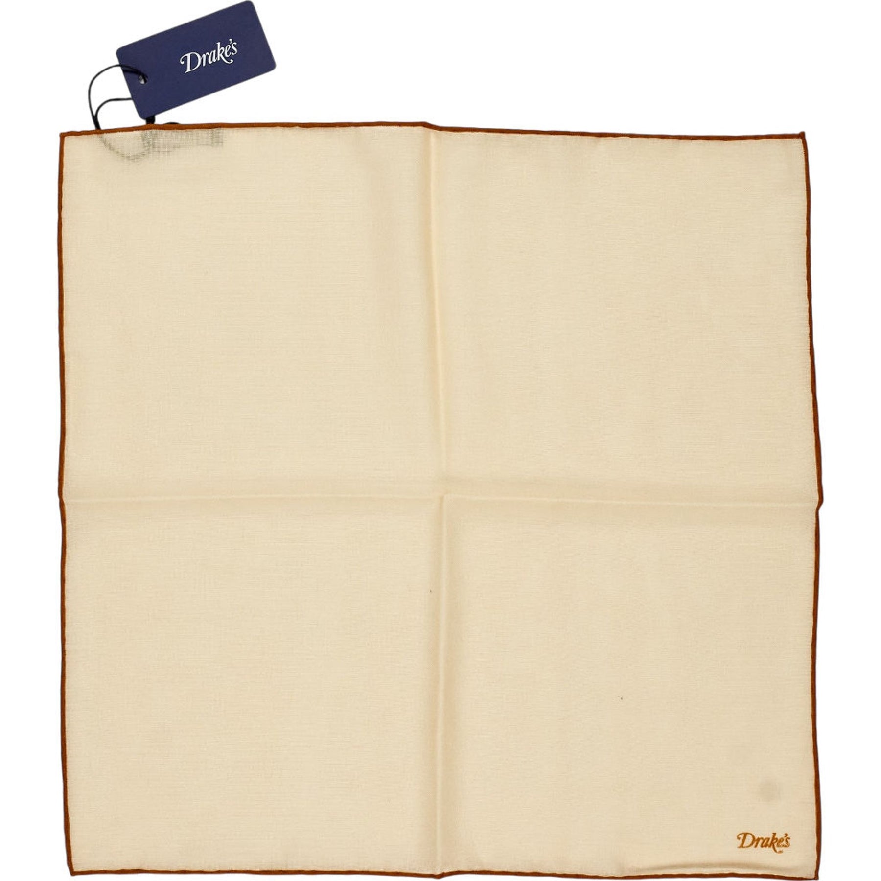 Drake's Cream Wool Silk Pocket Square