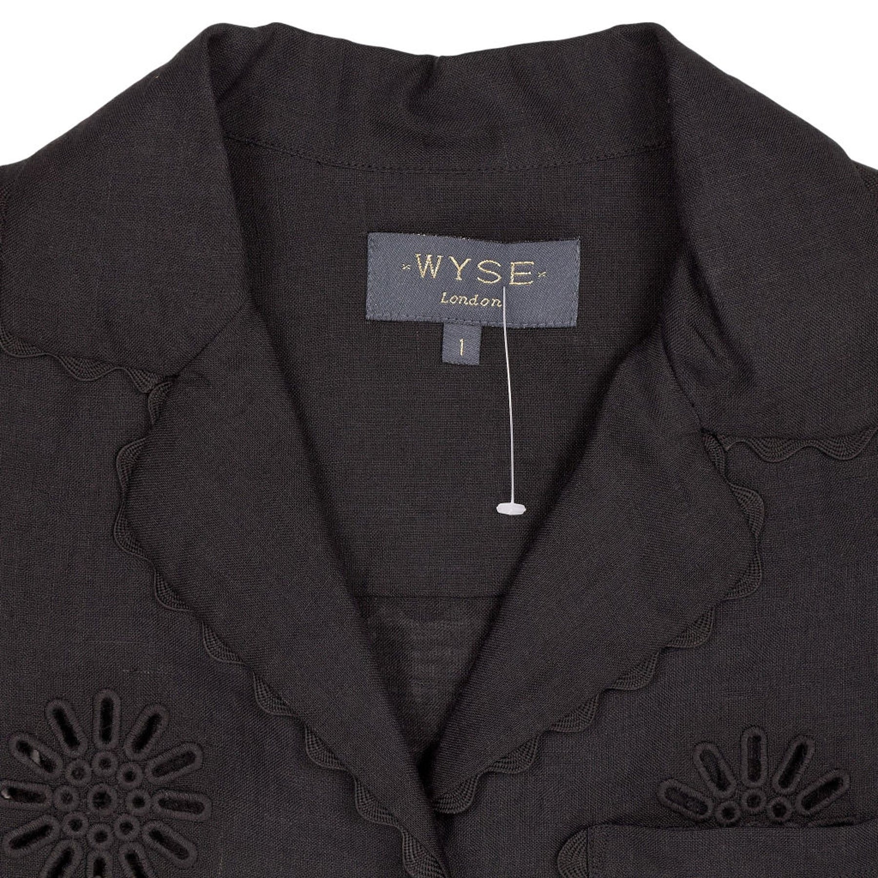 Wyse Black Embroidered Top 1