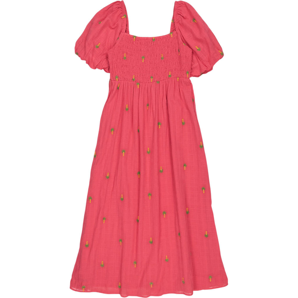 New Look Pink Palm Tree Embroidered Midi Dress