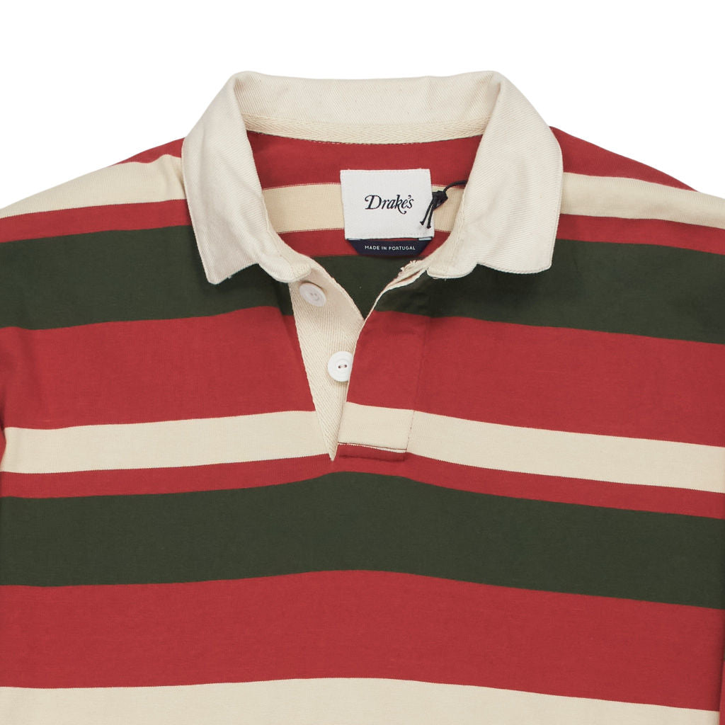 Drake's Orange Striped Rugby Shirt M