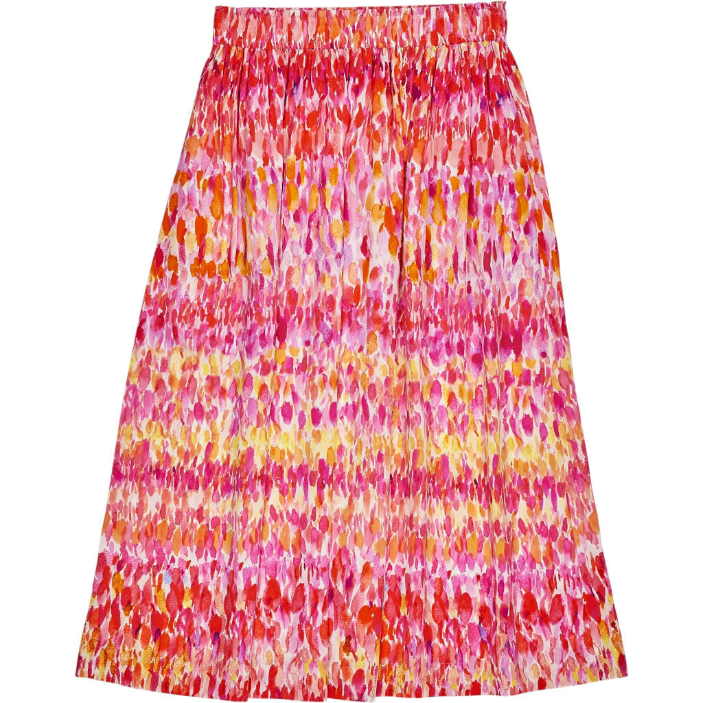 NRBY Pink Brush Print Silk Skirt