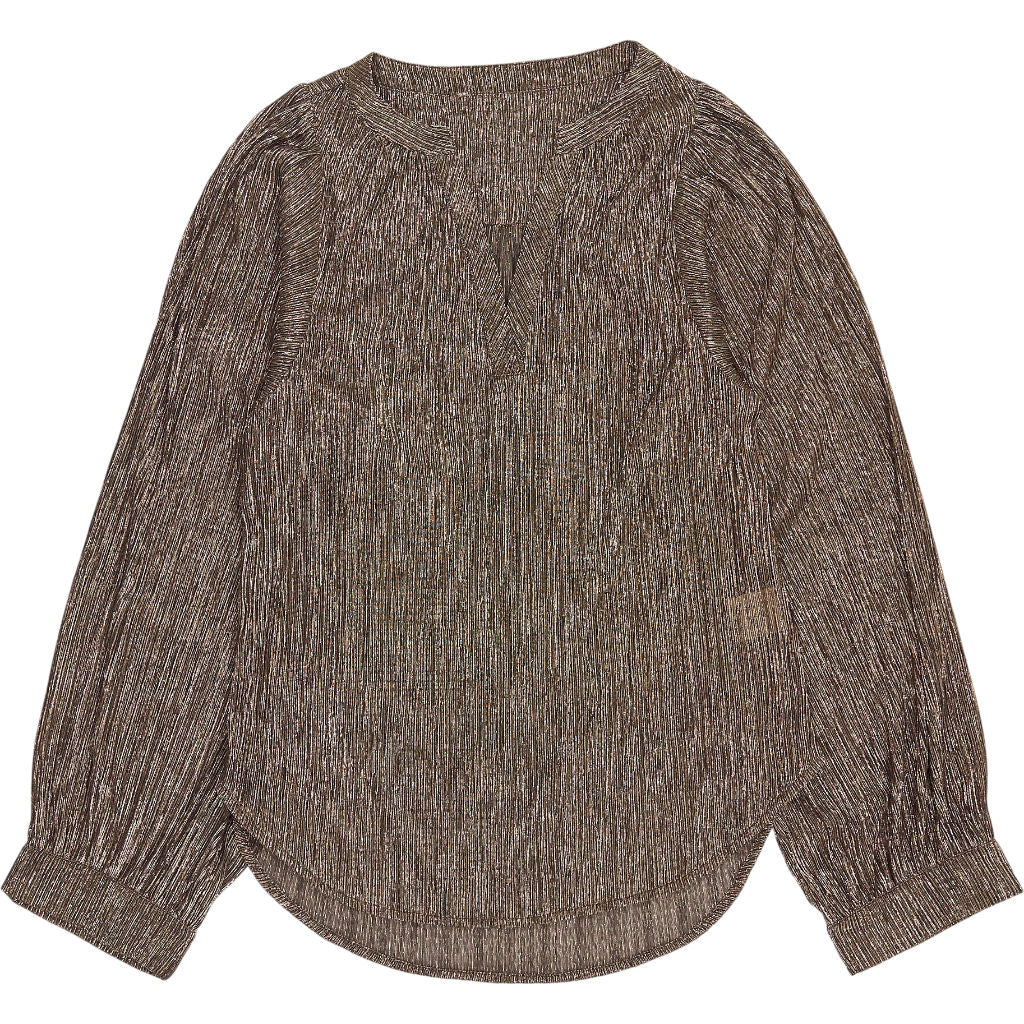 WYSE Metallic Brown Long Sleeve Blouse