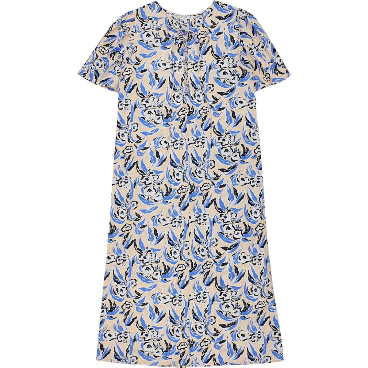 OMNES Blue Floral Lace-Up Dress