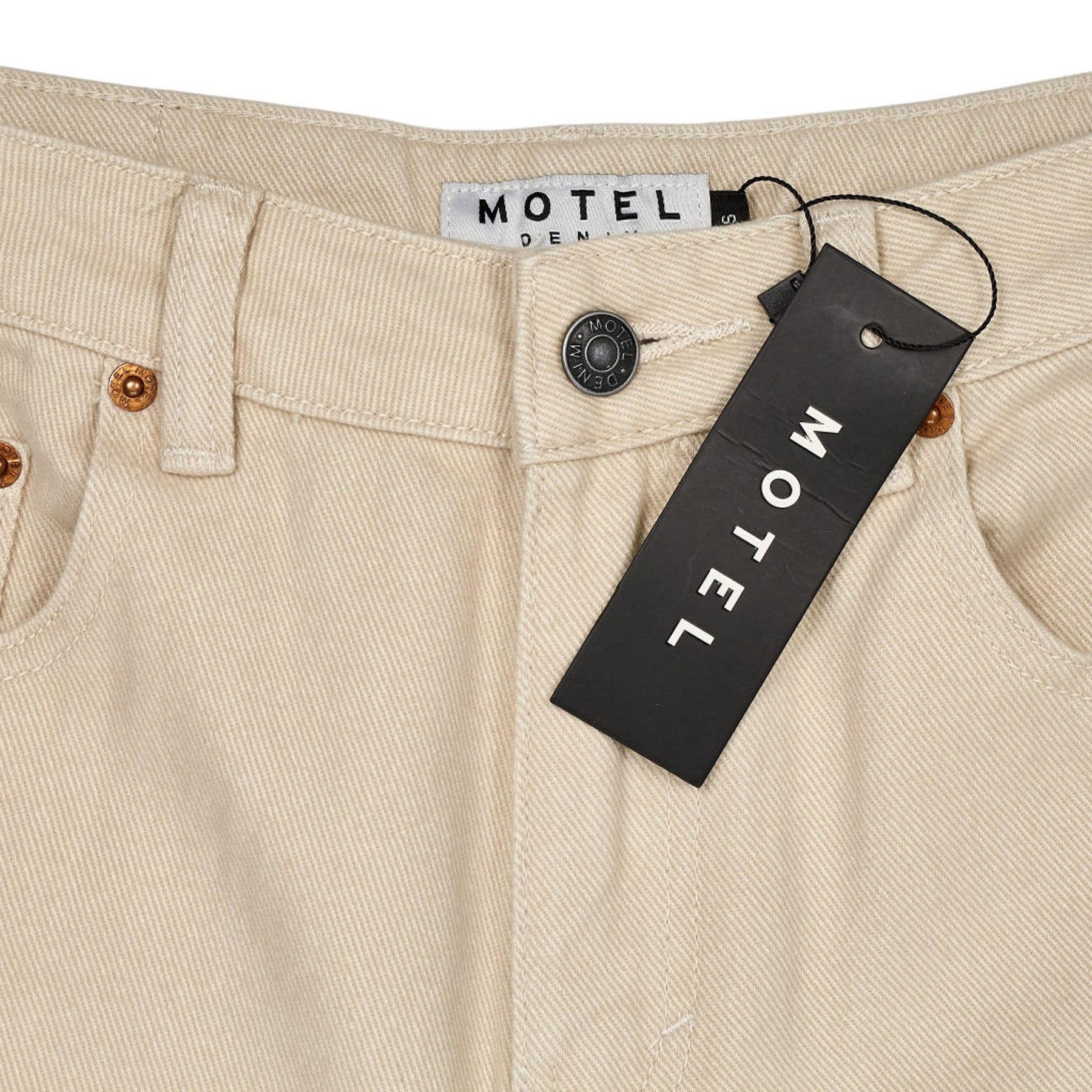 Motel Beige Cotton Dad Shorts