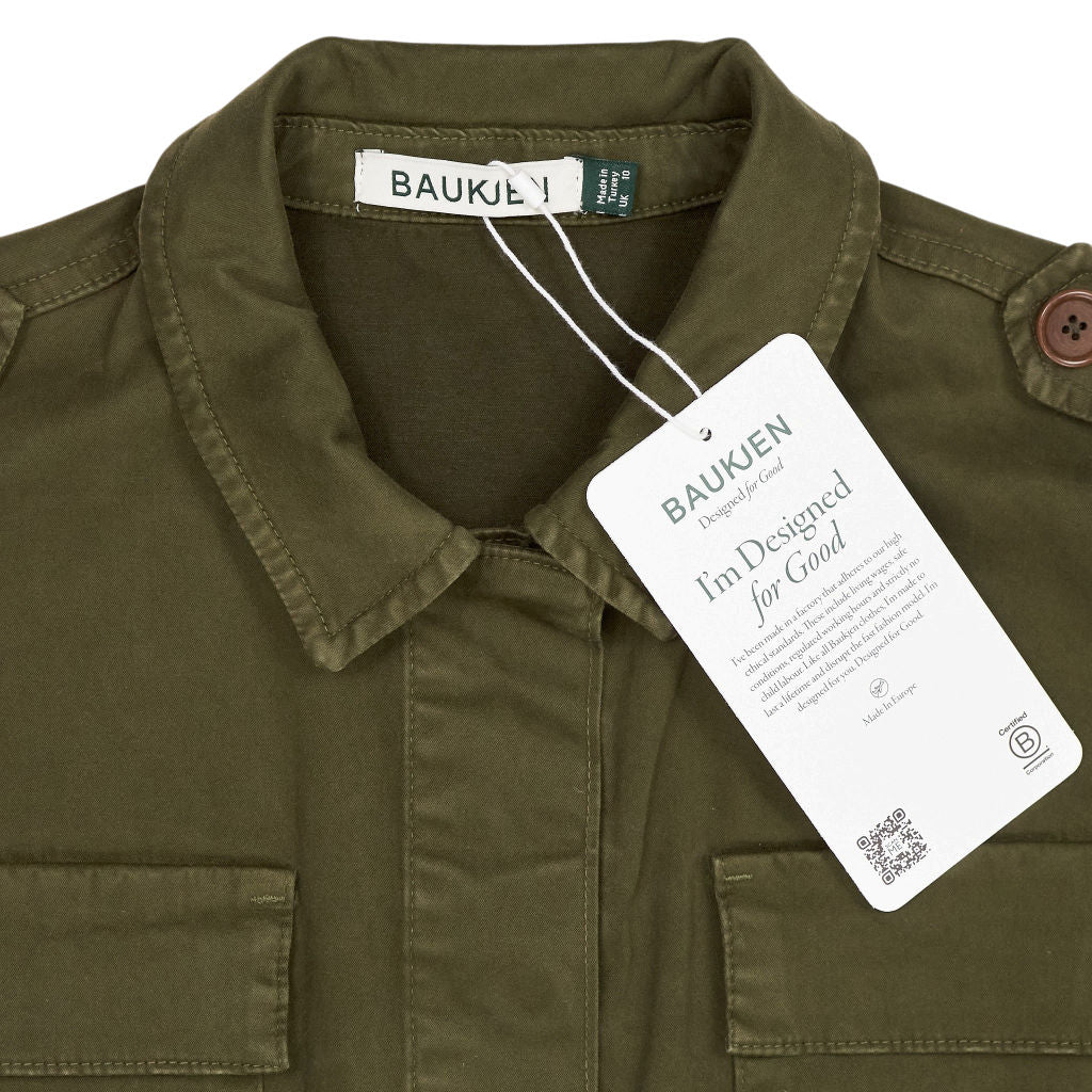 Baukjen Dark Olive Cotton Mattie Cargo Jacket