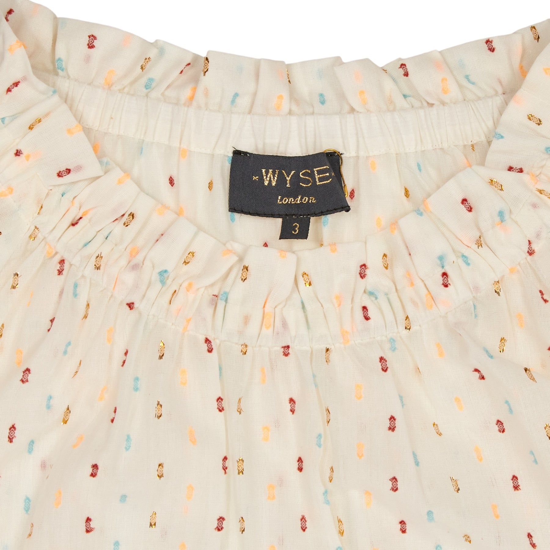Wyse Ivory/Multi Calais Clip Dot Blouse
