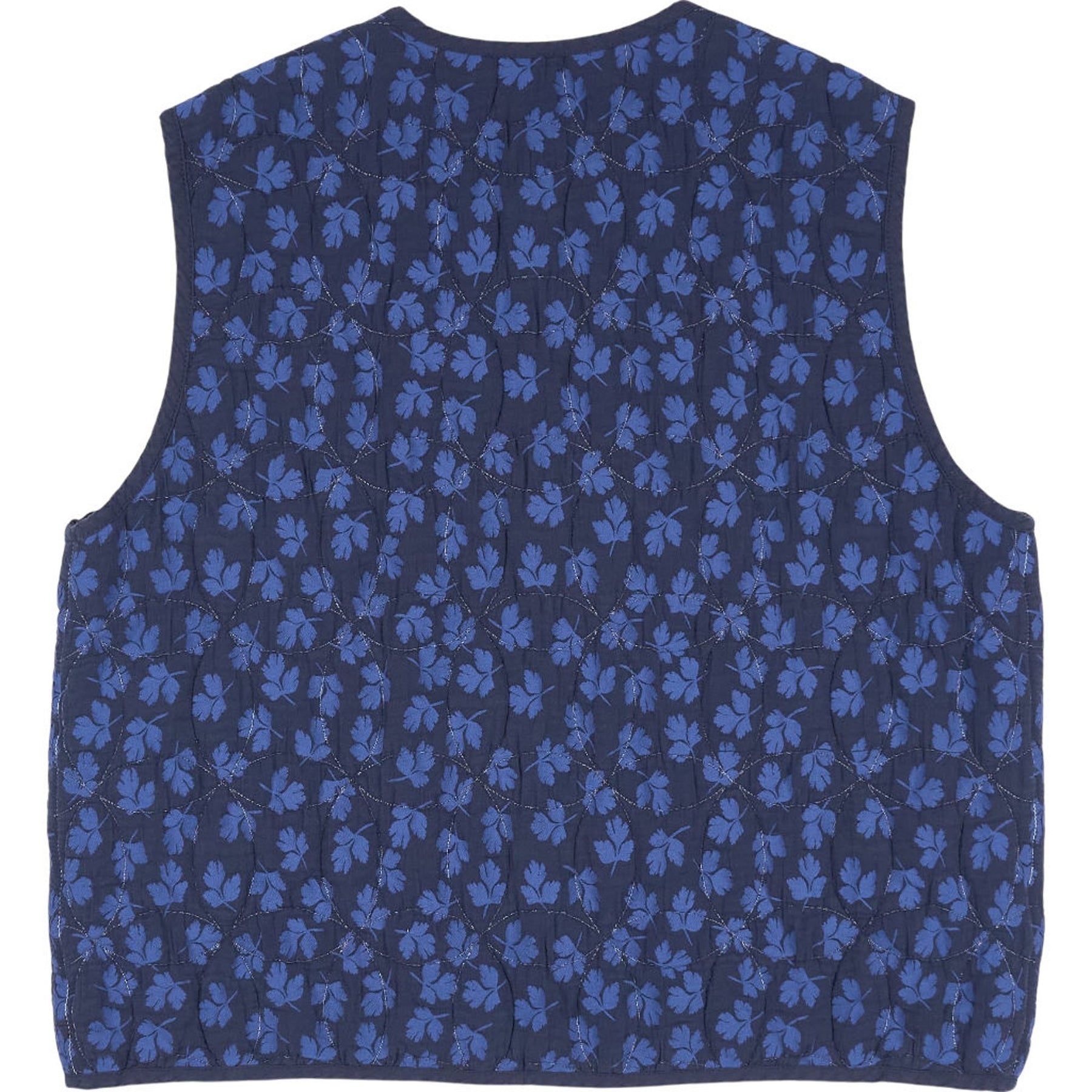 YMC Blue Floral Quilted Vest XS