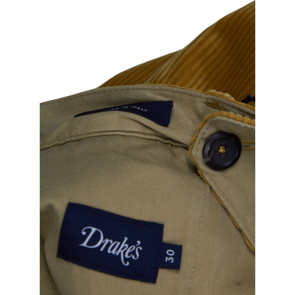 Drake's Yellow Corduroy Chino Trousers W30"