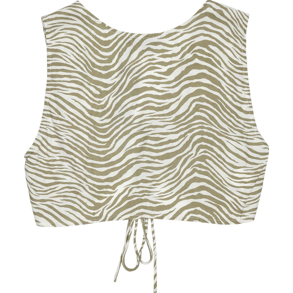 Motel Green Raeless Top Tonal Zebra