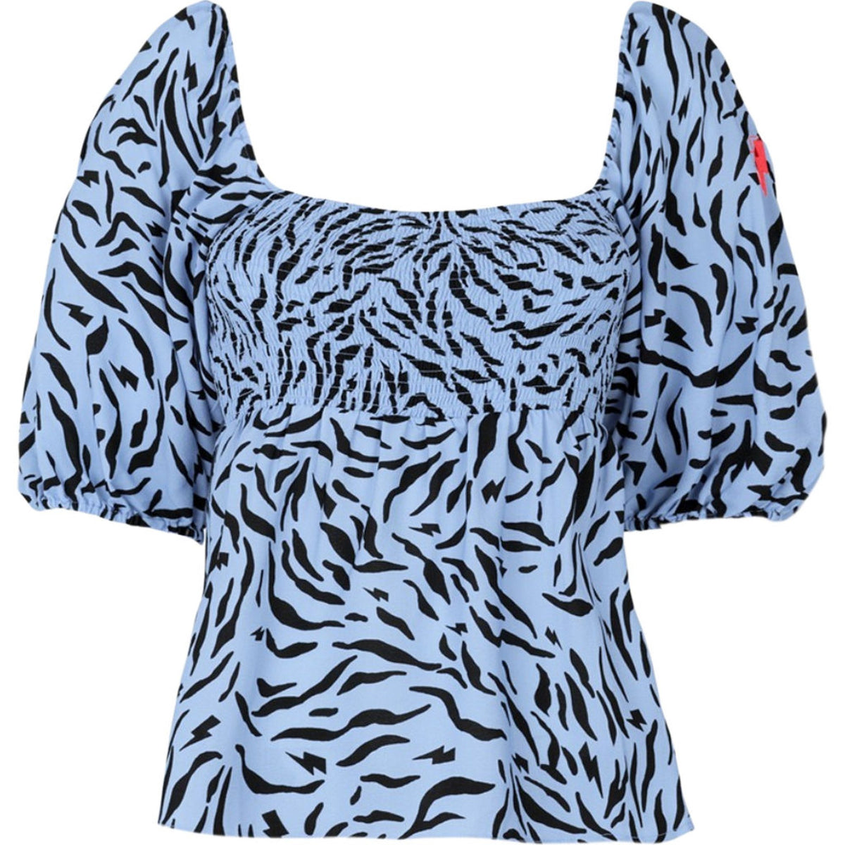 Scamp & Dude Pale Blue with Black Zebra Shirred Top