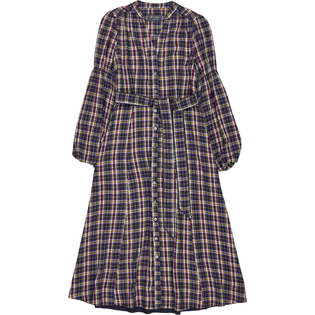 Wyse Multi Cota Check Belted Dress
