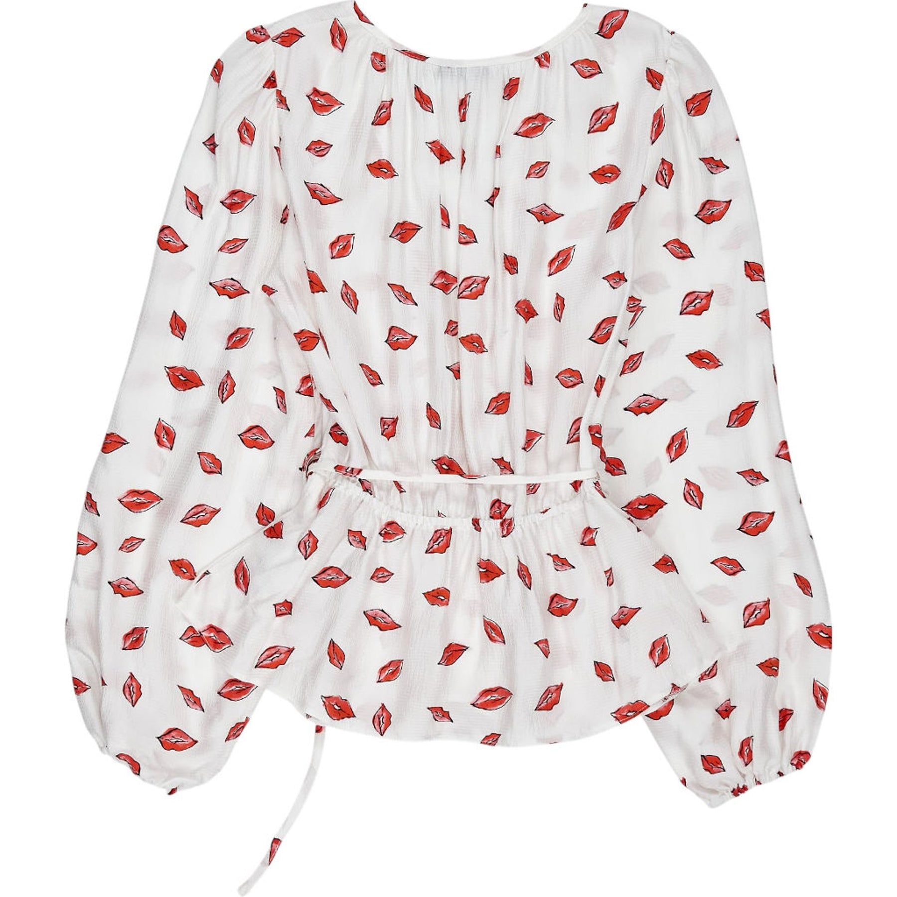 OMNES White Lip Print Blouse