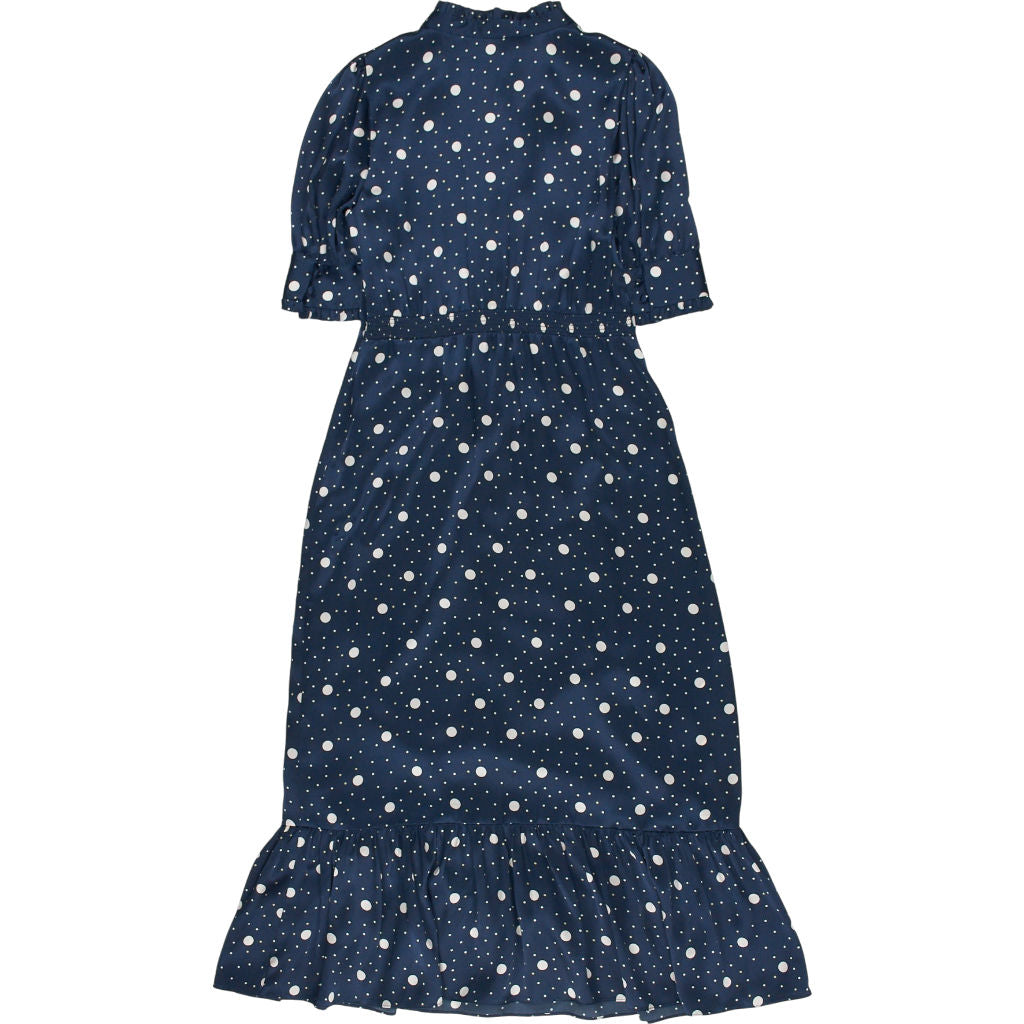 Wyse Navy Polka Dot Silk Dress UK 8