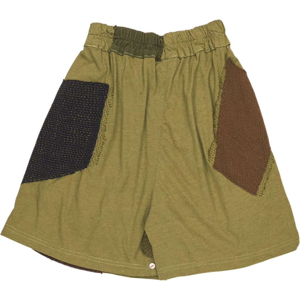 By Walid Green Patchwork Shorts