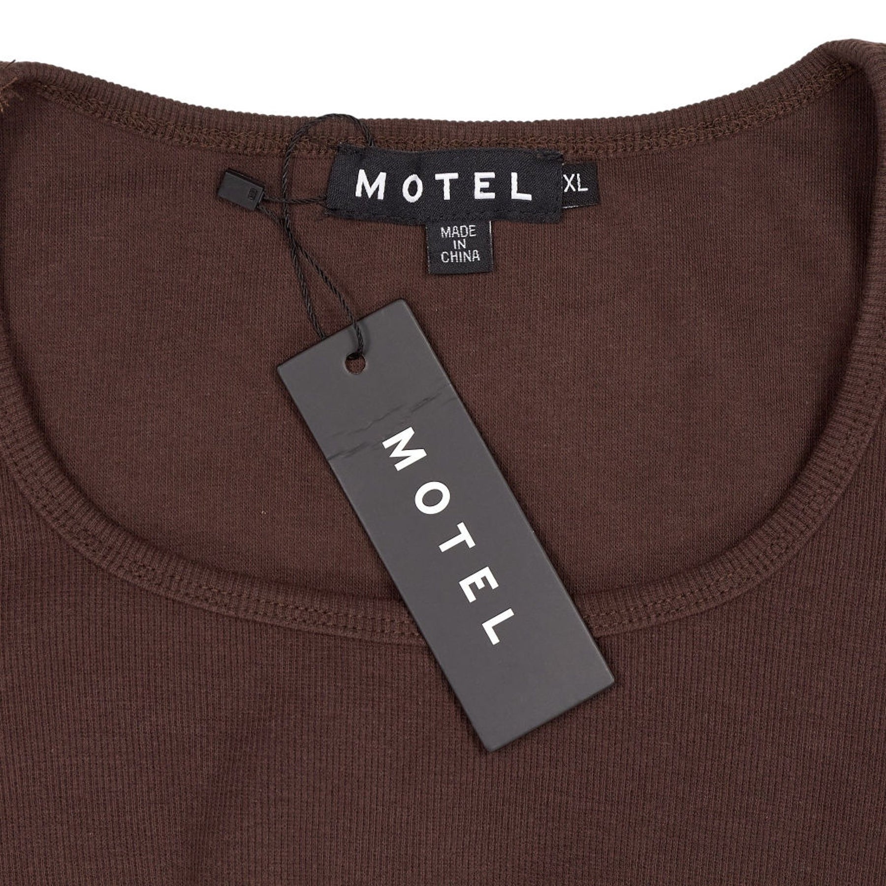 Motel Brown Long Sleeve Cropped Top
